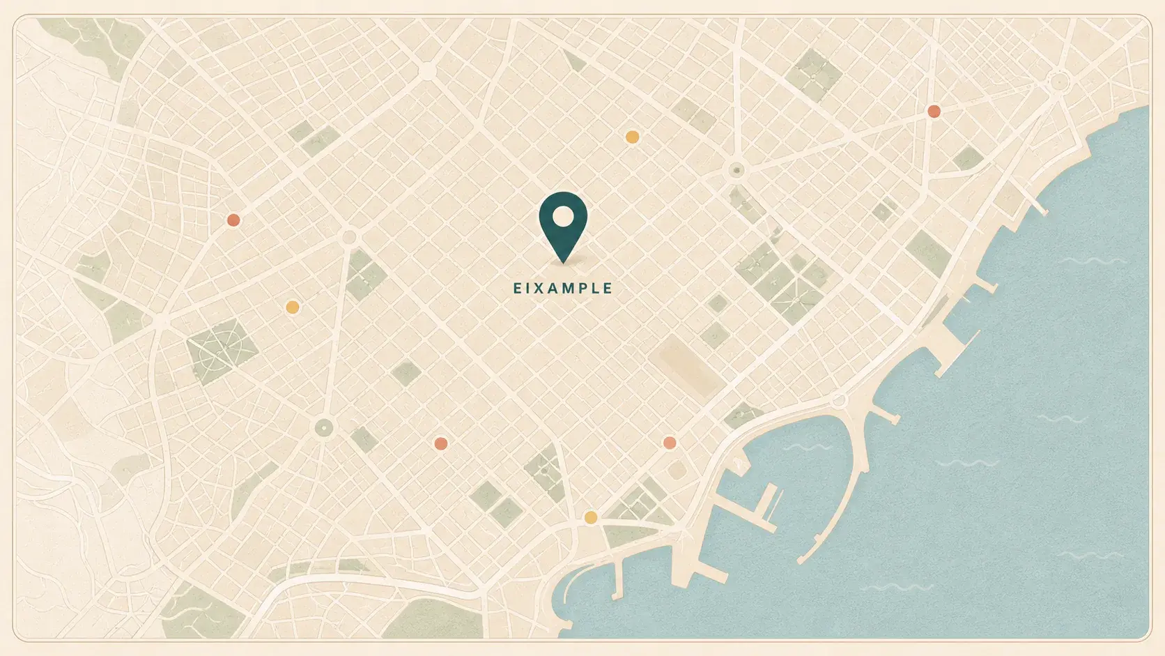 Clean Eixample neighborhood map with central location pin